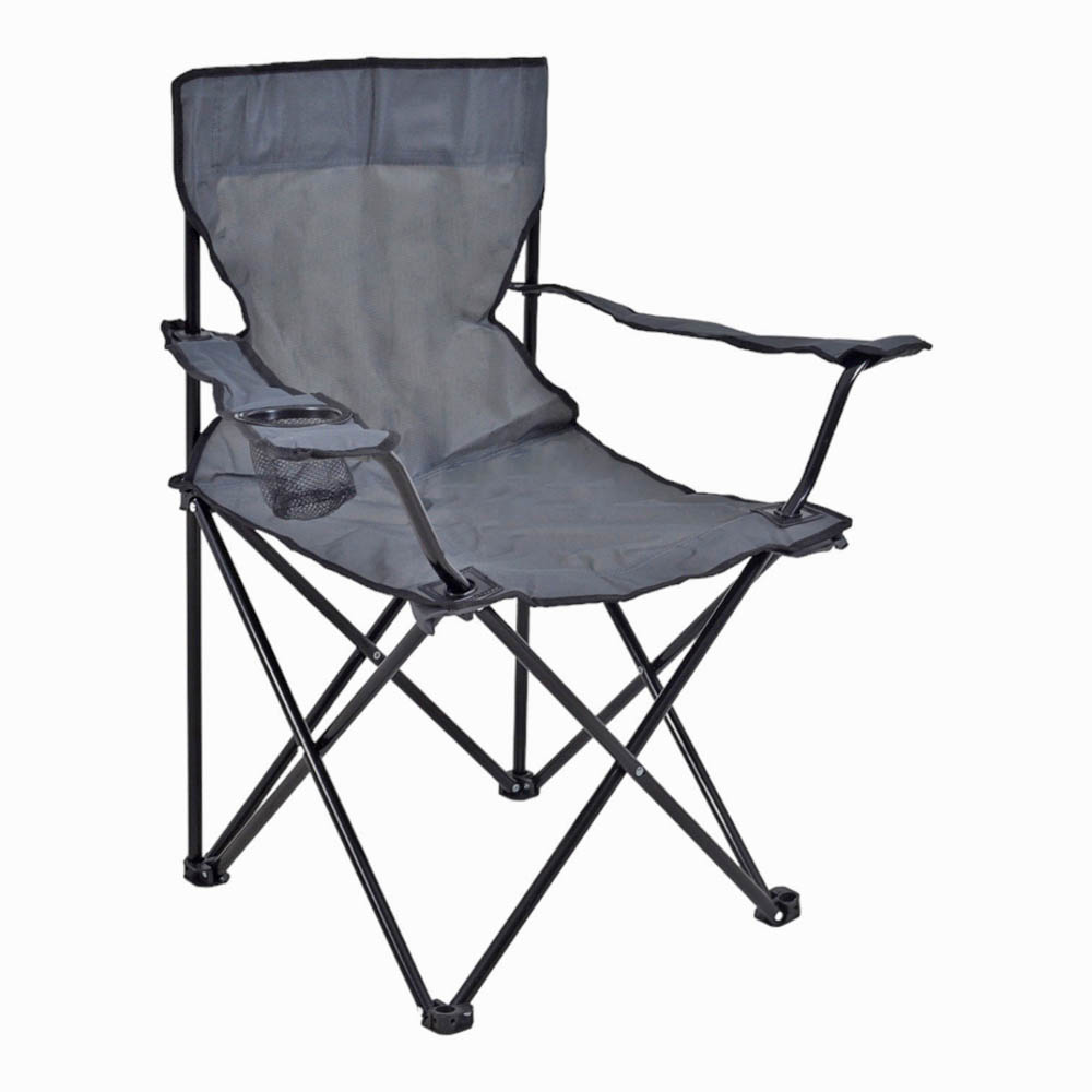 Πολυθρόνα "CAMPING" πτυσσόμενη από μέταλλο/ύφασμα σε μαύρο/γκρι χρώμα 82x50x80