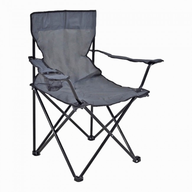 Πολυθρόνα "CAMPING" πτυσσόμενη από μέταλλο/ύφασμα σε μαύρο/γκρι χρώμα 82x50x80
