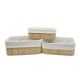 Καλαθάκια σετ 3τμχ από μπαμπού/ύφασμα σε χρώμα φυσικό 30x20x12