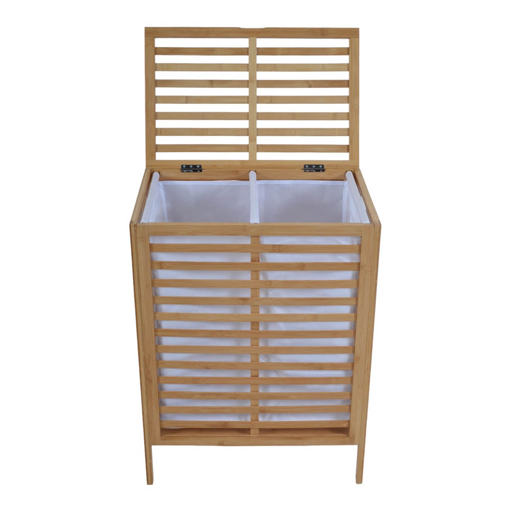 Καλάθι απλύτων από μπαμπού/ύφασμα σε χρώμα φυσικό 53x35x71