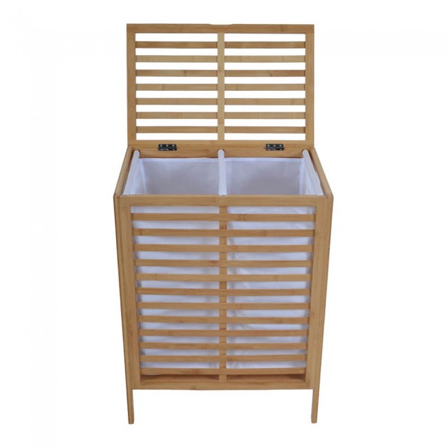 Καλάθι απλύτων από μπαμπού/ύφασμα σε χρώμα φυσικό 53x35x71