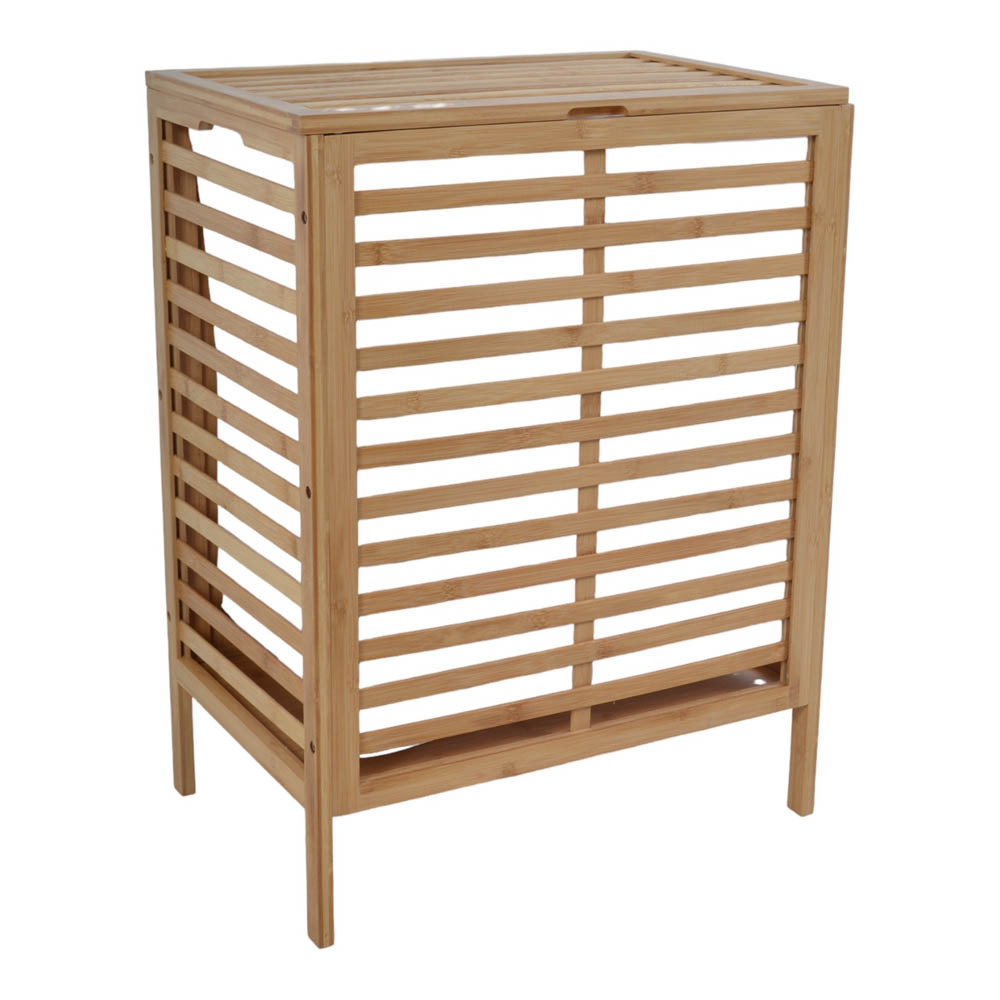 Καλάθι απλύτων από μπαμπού/ύφασμα σε χρώμα φυσικό 53x35x71