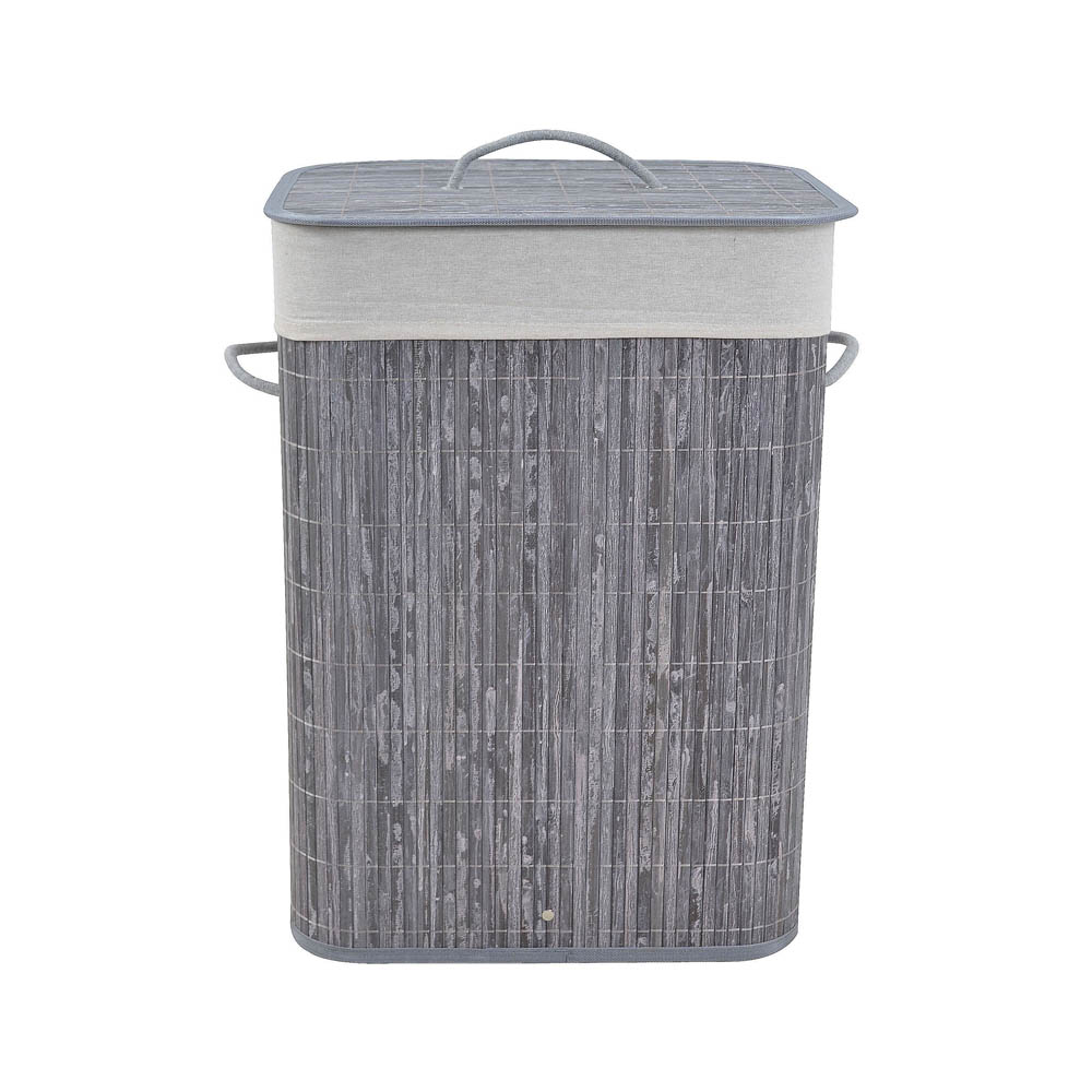 Καλάθι απλύτων από μπαμπού/ύφασμα σε χρώμα γκρι 41x31x56