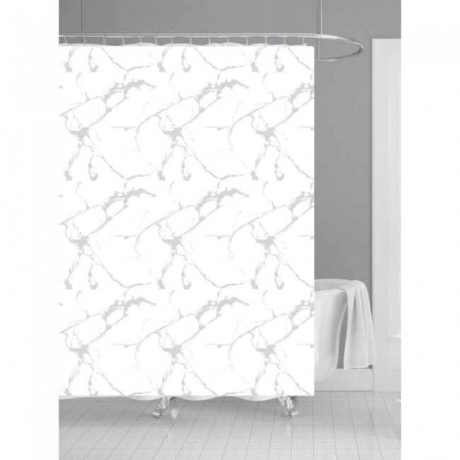 Κουρτίνα μπάνιου σε χρώμα λευκό/γκρι 180x180
