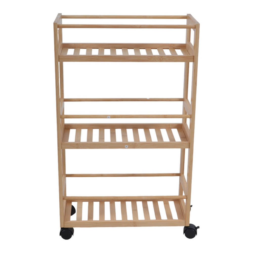 Ραφιέρα τροχήλατη από μπαμπού σε χρώμα φυσικό 44,5x20x75