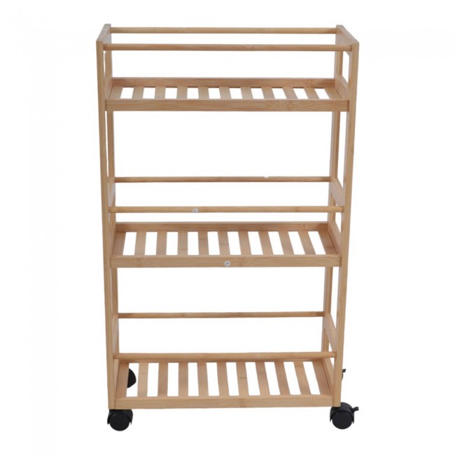 Ραφιέρα τροχήλατη από μπαμπού σε χρώμα φυσικό 44,5x20x75