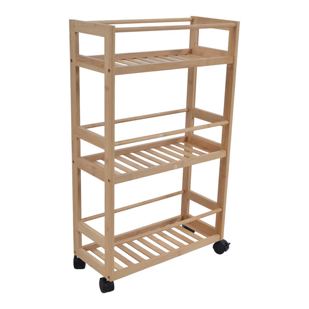 Ραφιέρα τροχήλατη από μπαμπού σε χρώμα φυσικό 44,5x20x75