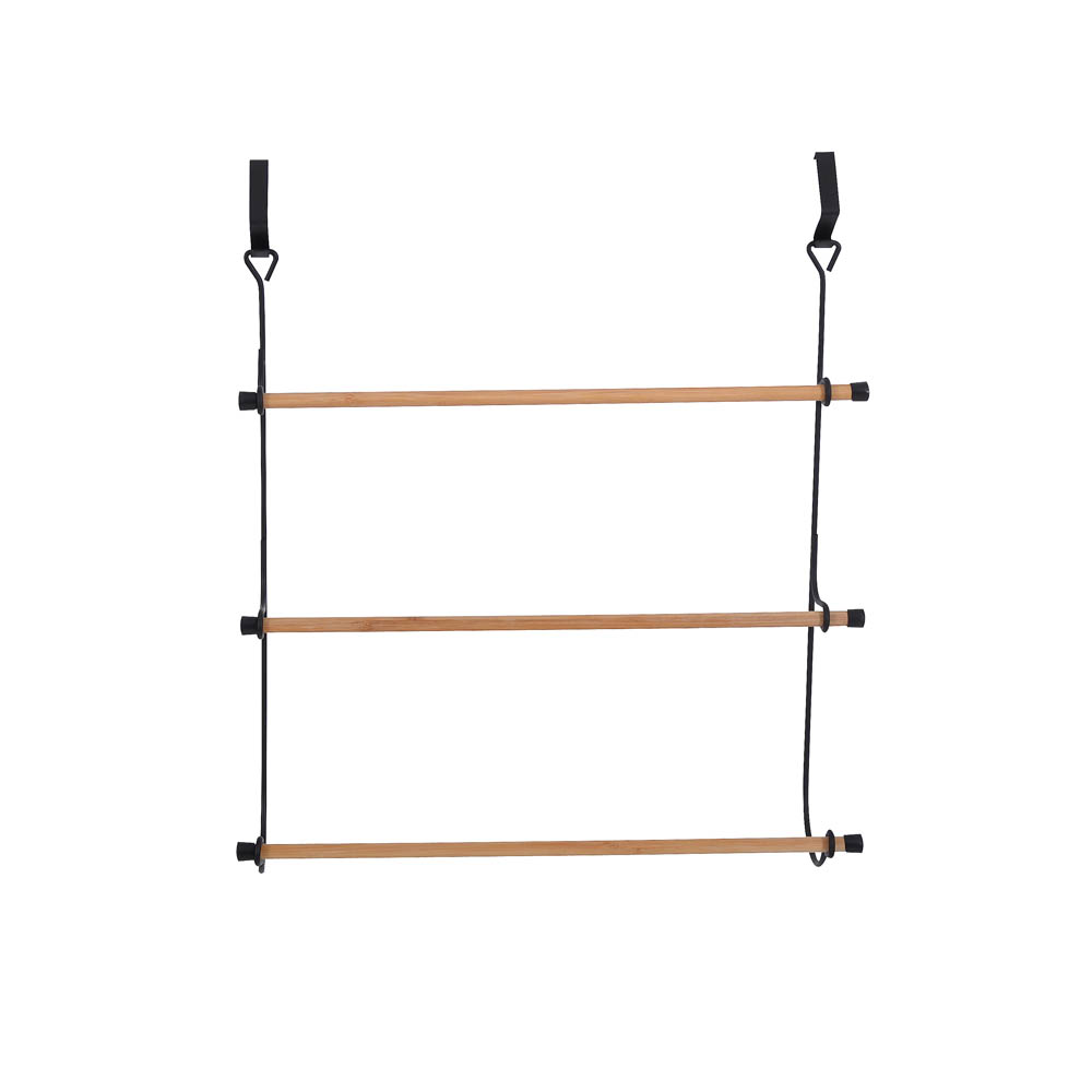 Κρεμάστρα πόρτας από μέταλλο/μπαμπού σε χρώμα μαύρο/φυσικό 49x12x53