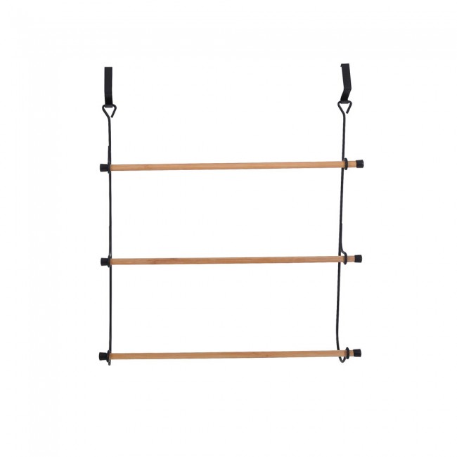 Κρεμάστρα πόρτας από μέταλλο/μπαμπού σε χρώμα μαύρο/φυσικό 49x12x53