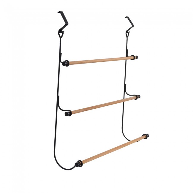 Κρεμάστρα πόρτας από μέταλλο/μπαμπού σε χρώμα μαύρο/φυσικό 49x12x53