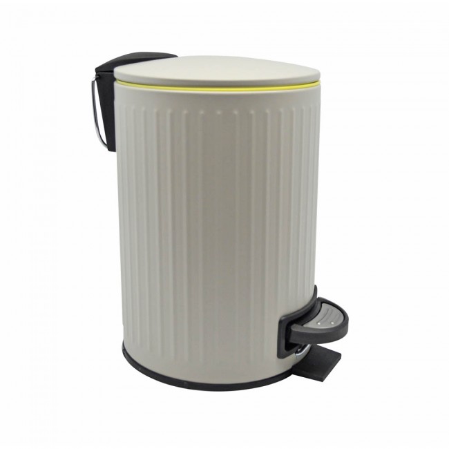 Καλάθι μπάνιου inox ανάγλυφο γκρι με κίτρινο ματ χρώμα 5lt