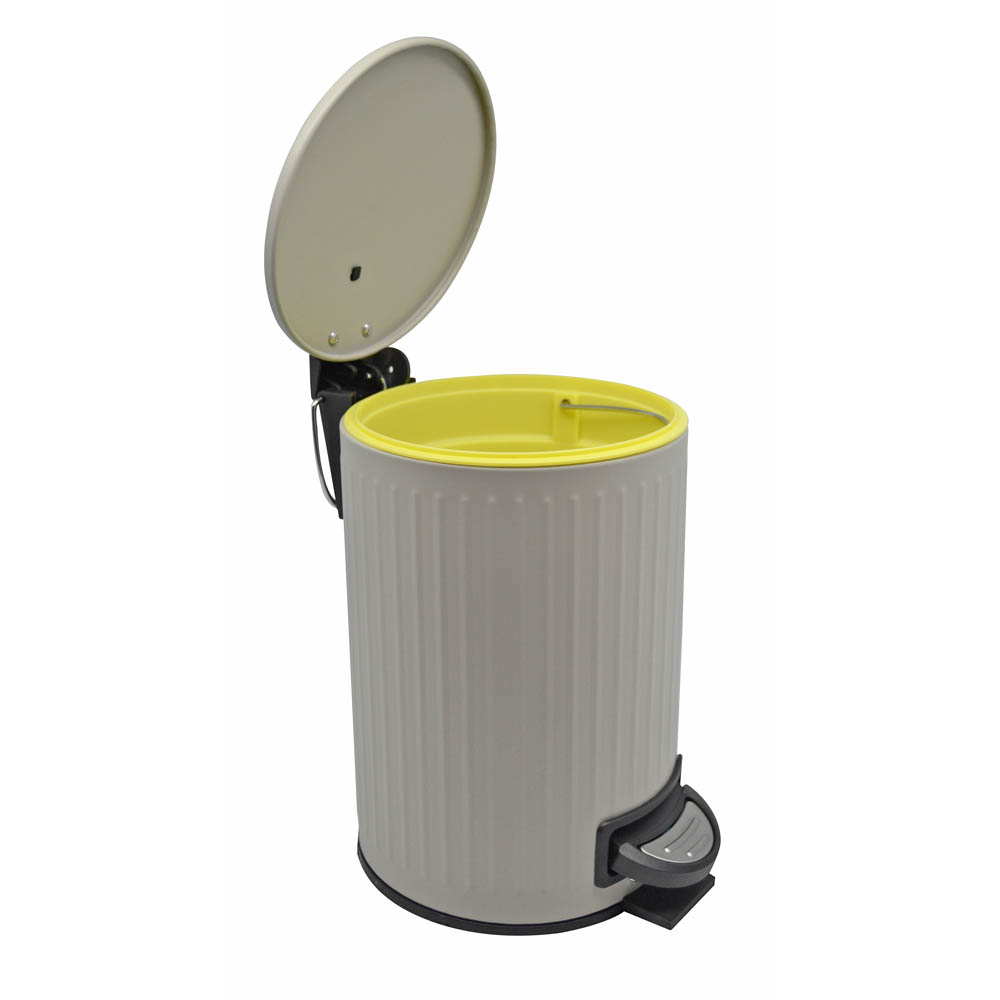 Καλάθι μπάνιου inox ανάγλυφο γκρι με κίτρινο ματ χρώμα 5lt