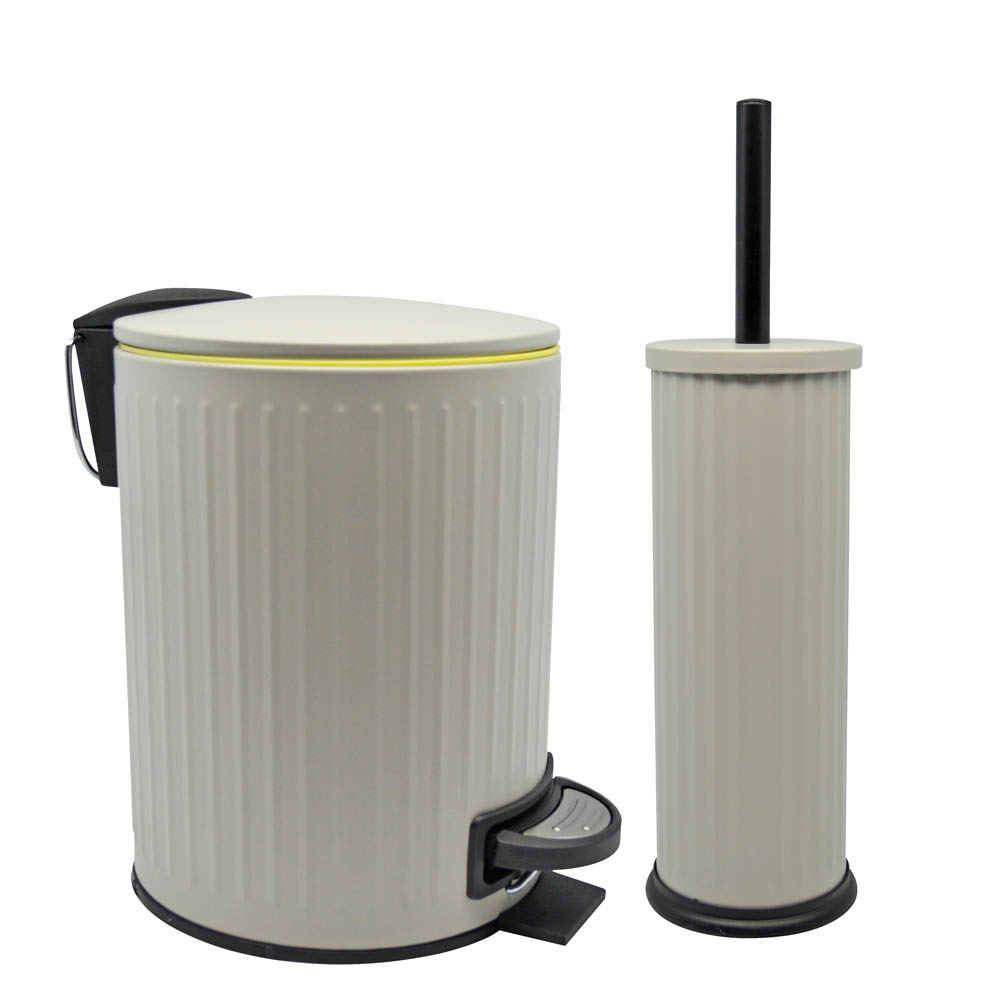 Καλάθι μπάνιου inox ανάγλυφο γκρι με κίτρινο ματ χρώμα 5lt