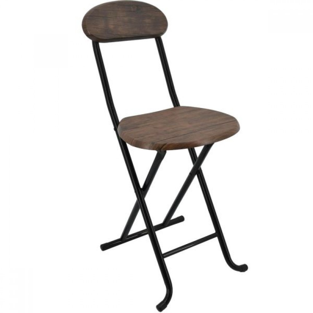 Καρέκλα πτυσσόμενη από μέταλλο/ξύλο σε μαύρο/καφέ χρώμα 33x35x74