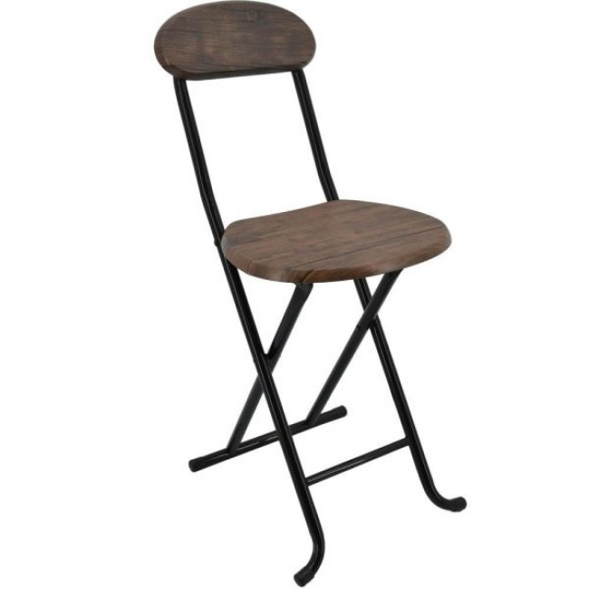 Καρέκλα πτυσσόμενη από μέταλλο/ξύλο σε μαύρο/καφέ χρώμα 33x35x74