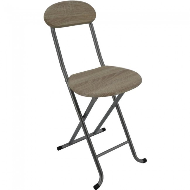 Καρέκλα πτυσσόμενη από μέταλλο/ξύλο σε ασημί/μπεζ  χρώμα 33x35x74