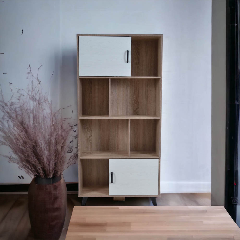 Βιβλιοθήκη από ξύλο σε άσπρο/φυσικό χρώμα  80x30x165