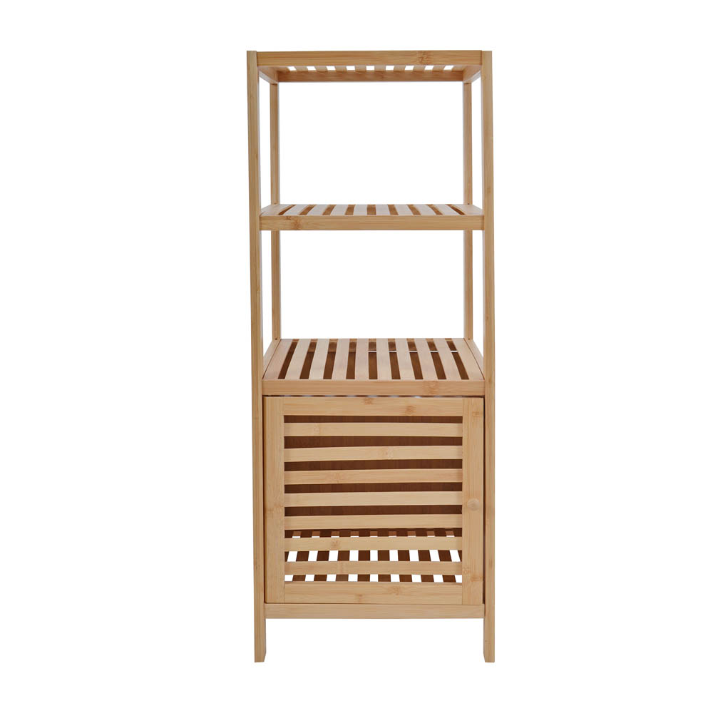 Ραφιέρα από μπαμπού  με ντουλάπι σε φυσικό χρώμα 36x33x100