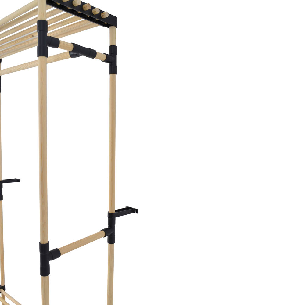 Κρεμάστρα-ραφιέρα από ξύλο σε χρώμα φυσικό 76x28x165