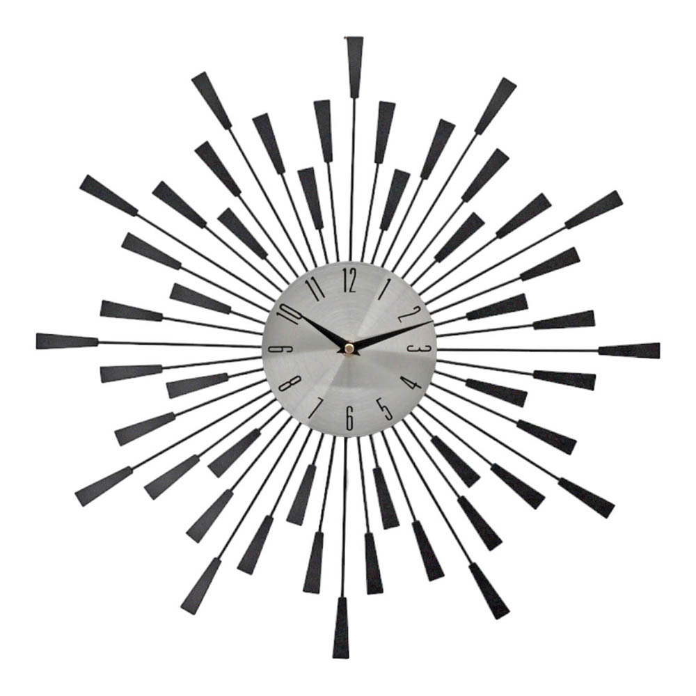 Ρολόι τοίχου μεταλλικό σε ασημί/ματ μαύρο χρώμα 49.5x49.5x4