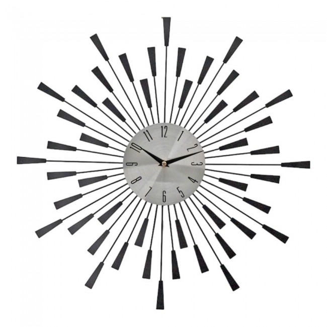 Ρολόι τοίχου μεταλλικό σε ασημί/ματ μαύρο χρώμα 49.5x49.5x4