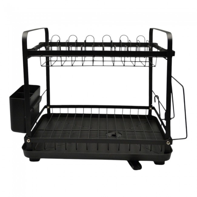 Πιατοθήκη διώροφη από μέταλλο σε μαύρο χρώμα 45,7x29x33