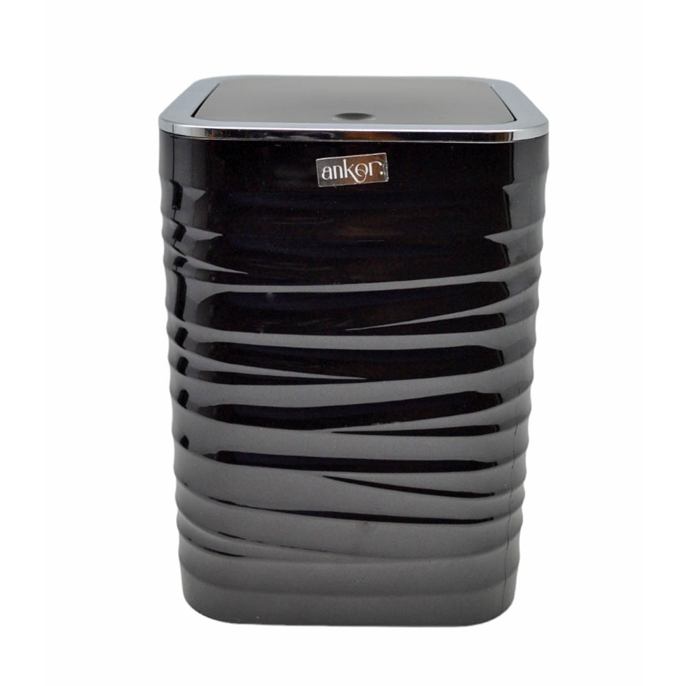 Κάδος μπάνιου "LUNA" πλαστικός σε χρώμα μαύρο/ασημί 5λίτρα