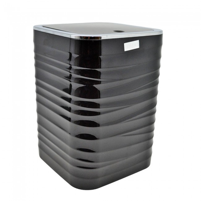 Κάδος μπάνιου "LUNA" πλαστικός σε χρώμα μαύρο/ασημί 5λίτρα