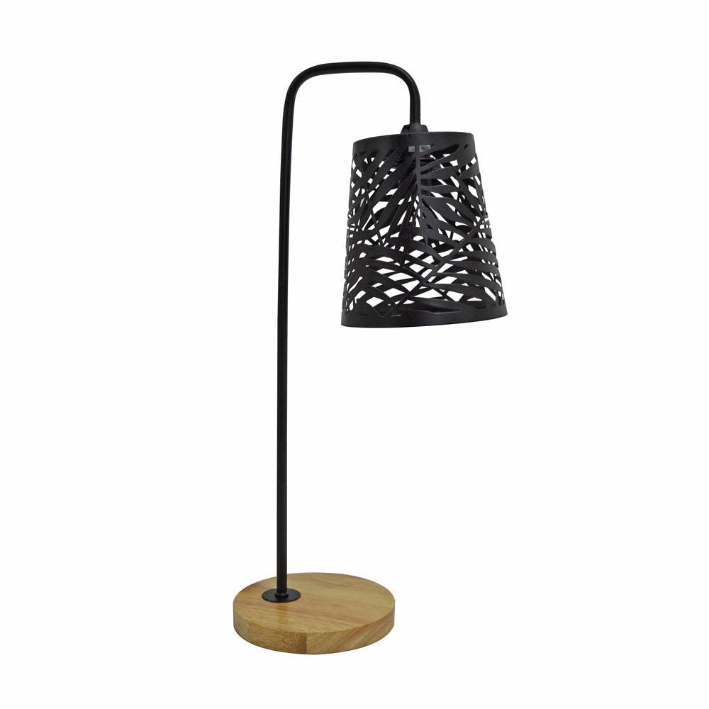 ΦΩΤΙΣΤΙΚΟ ΕΠΙΤΡΑΠΕΖΙΟ ΜΕΤΑΛΛΙΚΟ ΜΑΥΡΟ ΜΕ ΞΥΛΙΝΗ ΒΑΣΗ 14x20x