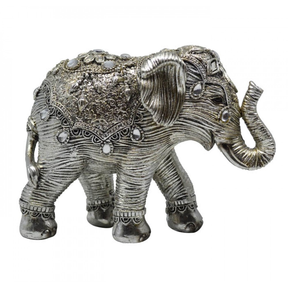 Ελεφαντάκι από πολυεστέρα σε χρώμα ασημί  10x4x7,5