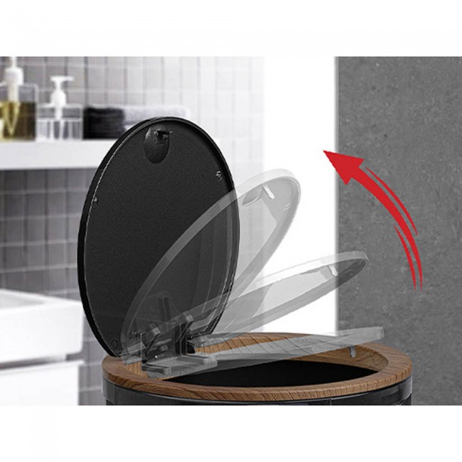 Κάδος μπάνιου από πλαστικό σε χρώμα μαύρο με εφέ ξύλου 5λίτρα