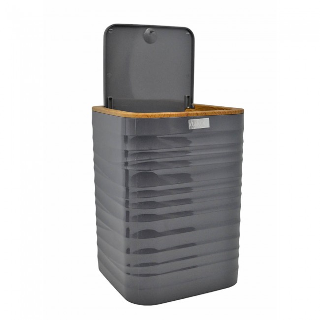 Κάδος μπάνιου "LUNA" πλαστικός σε χρώμα γκρι με εφέ ξύλου 5λίτρα
