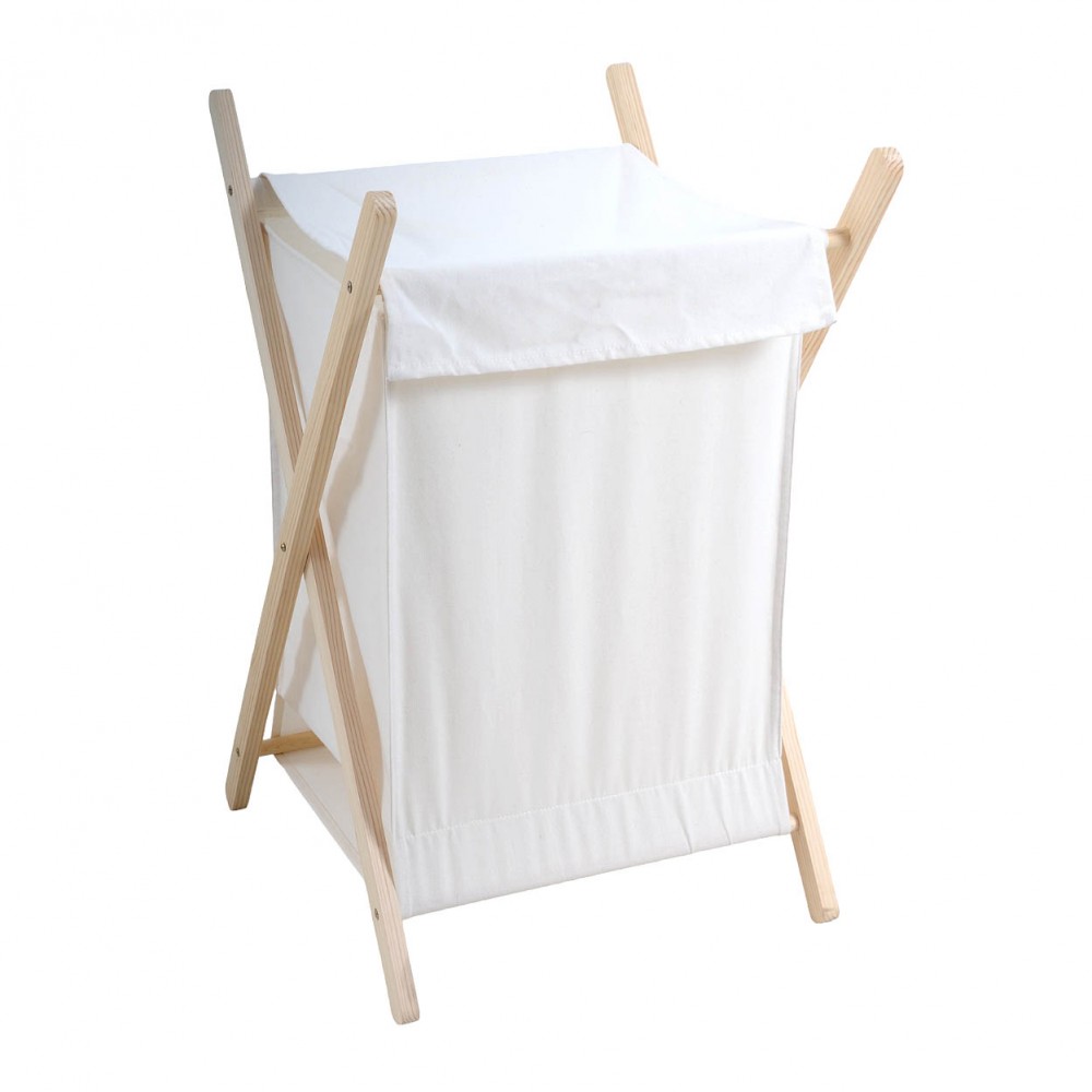 Καλάθι απλύτων ξύλινο με λευκό σάκο 55lt 42x42x70