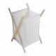 Καλάθι απλύτων ξύλινο με λευκό σάκο 55lt 42x42x70