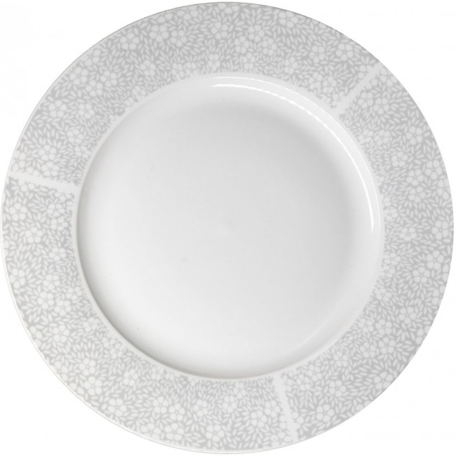 Σερβίτσιο πιάτων 18τμχ από πορσελάνη με γκρι/λευκά ανθάκια