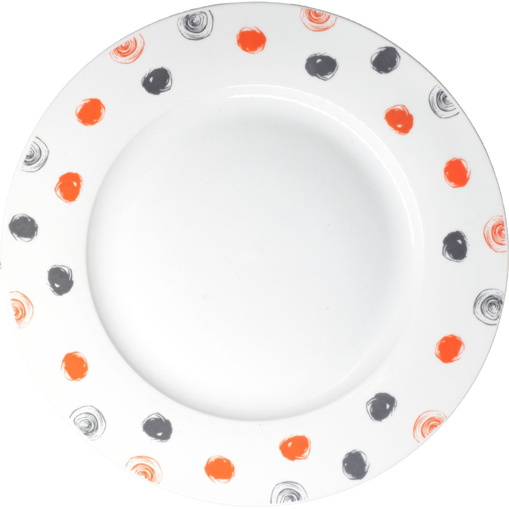 Σερβίτσιο πιάτων πορσελάνινο σε γκρι χρώμα με πουα σχέδιο 18τμχ