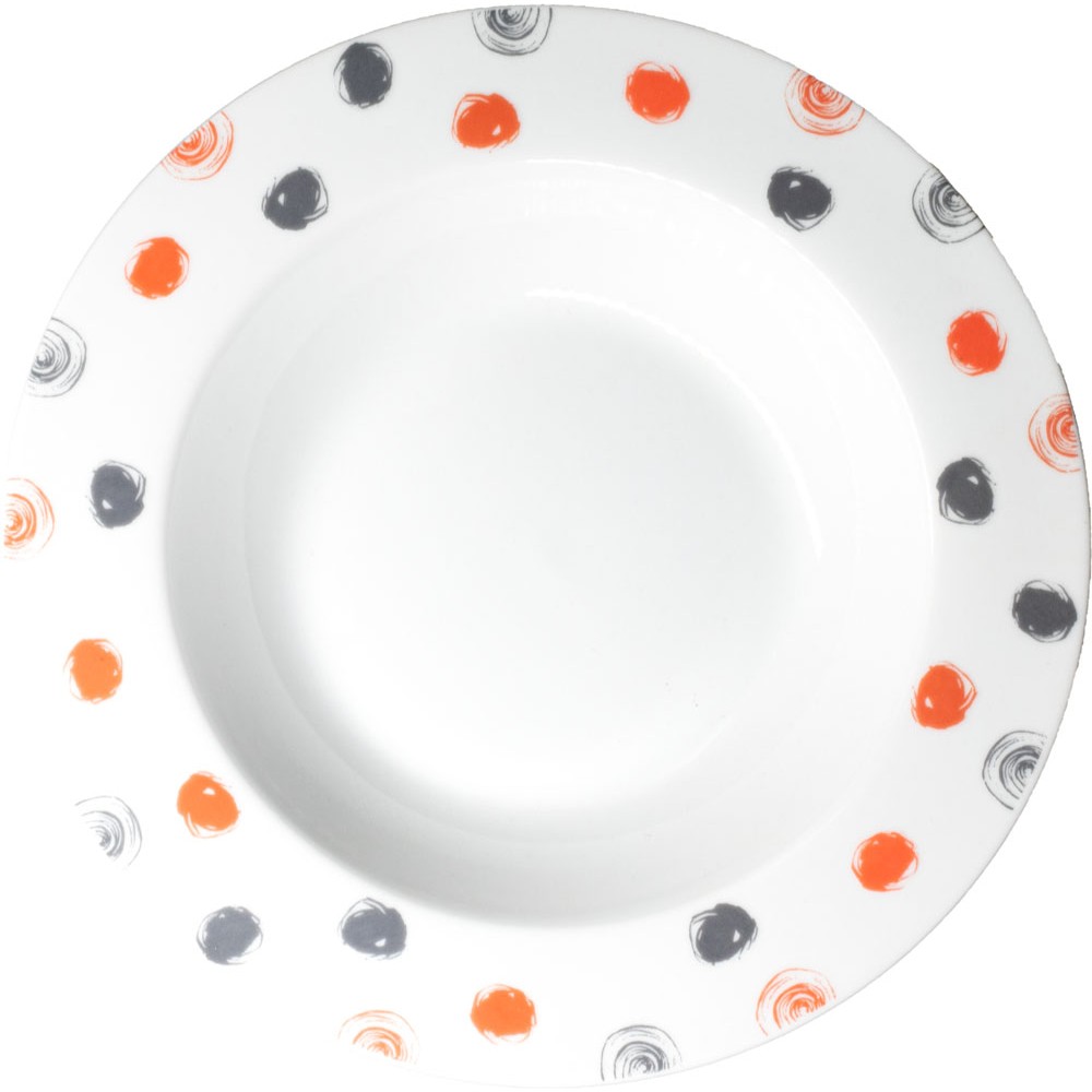 Σερβίτσιο πιάτων πορσελάνινο σε γκρι χρώμα με πουα σχέδιο 18τμχ