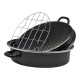 Γάστρα οβάλ εμαγιέ με σχάρα σε μαύρο χρώμα 38x29x14
