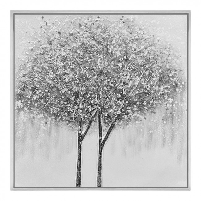Πίνακας ελαιογραφία σε καμβά με δέντρο σε ασημί κορνίζα 80x80
