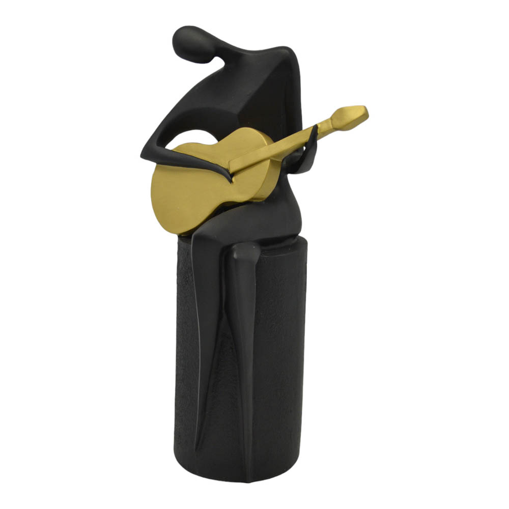 Διακοσμητική φιγούρα πολυεστερική σε μαύρο χρώμα με χρυσή κιθάρα 13x10x24