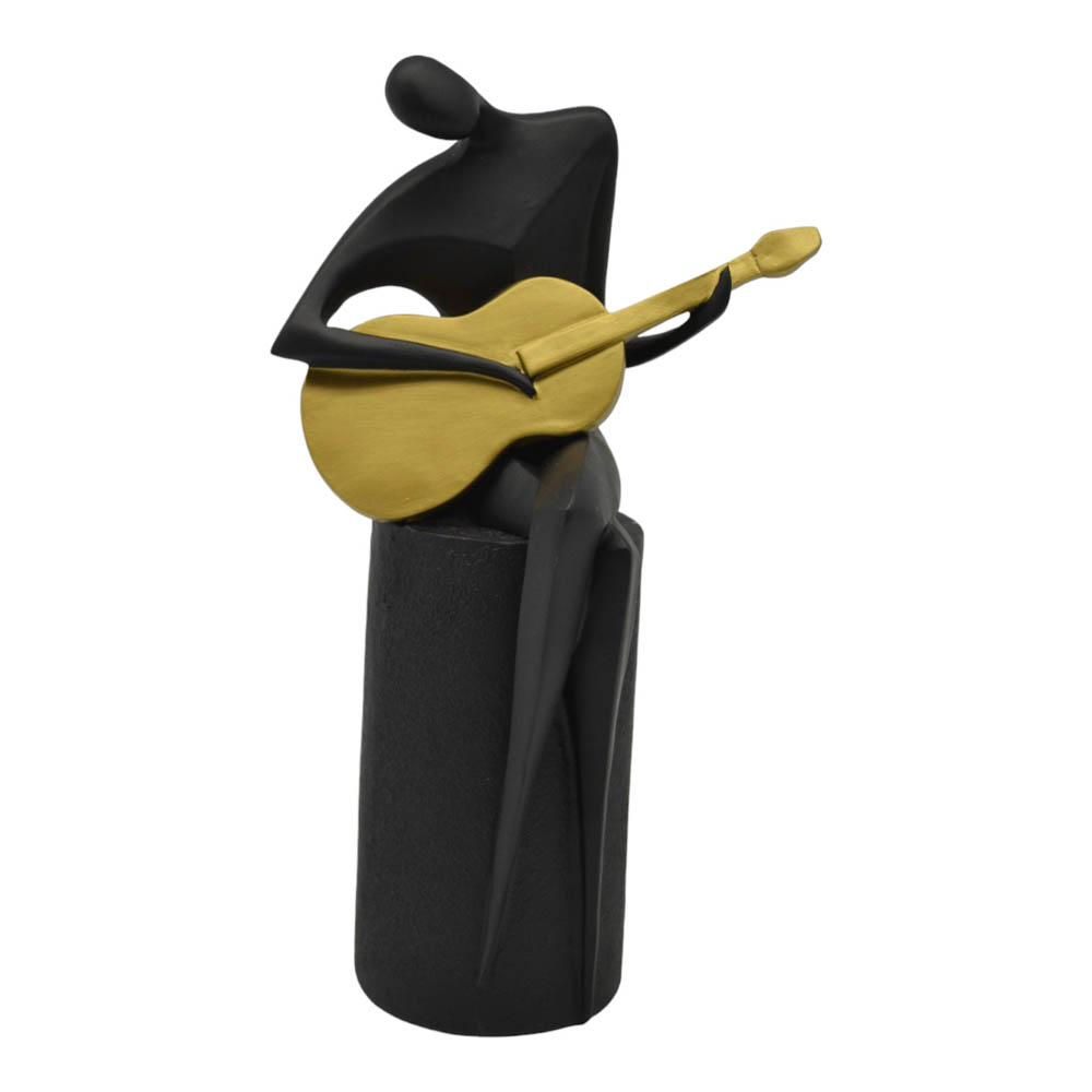 Διακοσμητική φιγούρα πολυεστερική σε μαύρο χρώμα με χρυσή κιθάρα 13x10x24