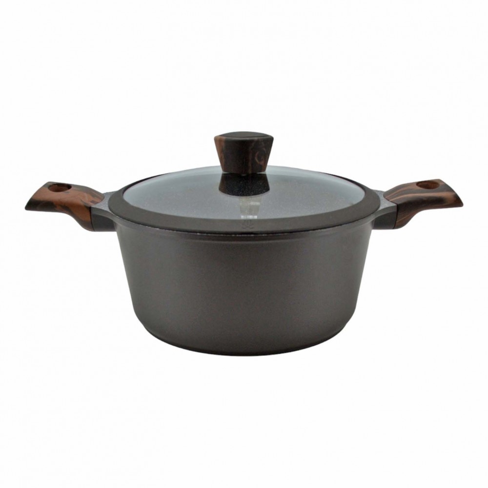 Κατσαρόλα αλουμινίου με επίστρωση από πέτρα και γυάλινο καπάκι 24cm