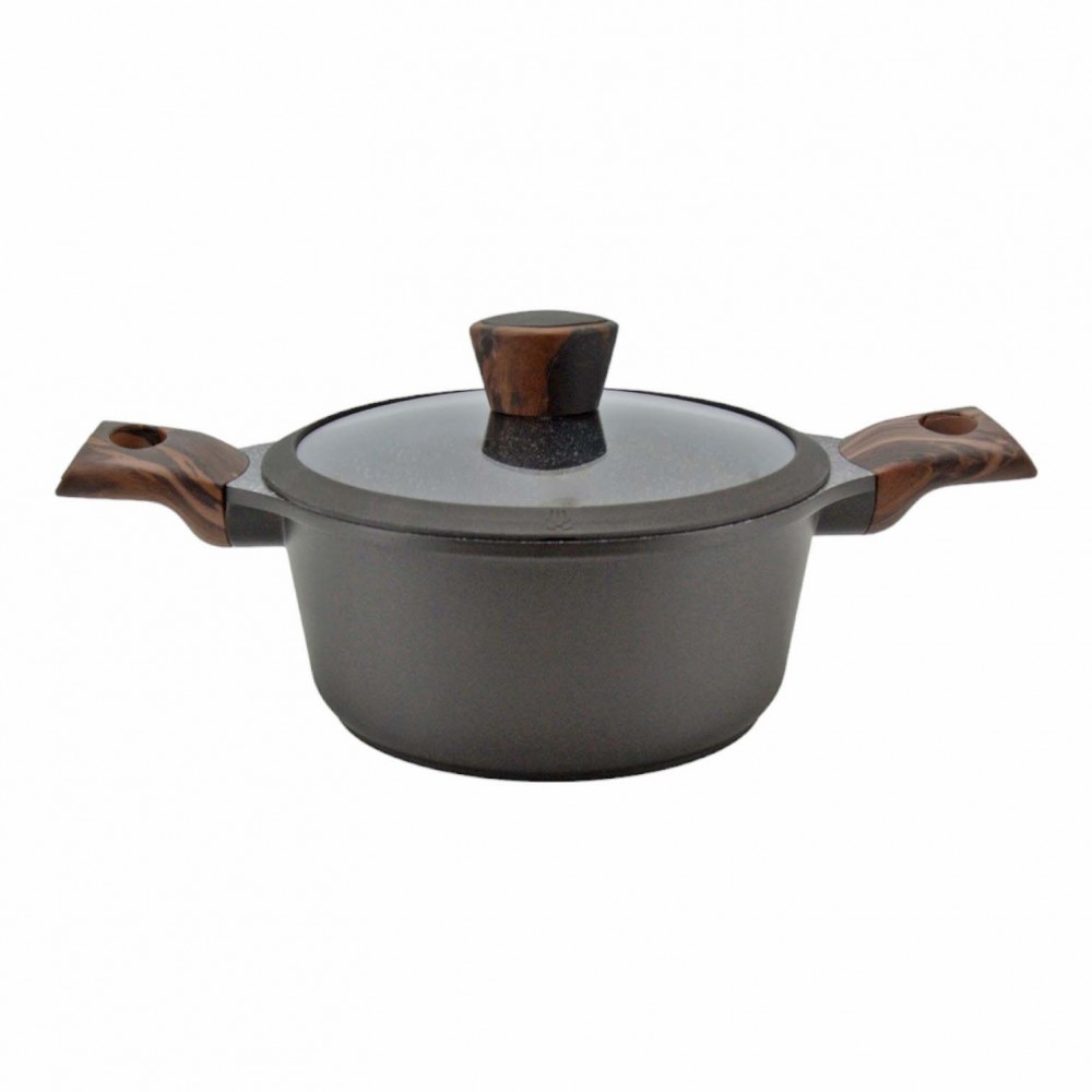 Κατσαρόλα αλουμινίου με επίστρωση από πέτρα και γυάλινο καπάκι 20cm