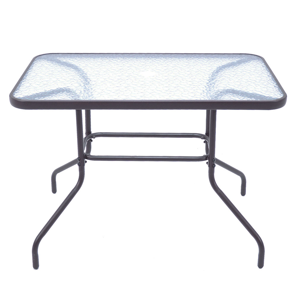 Τραπέζι από μέταλλο σε ανθρακί χρώμα με γυάλινη επιφάνεια 110x60x70