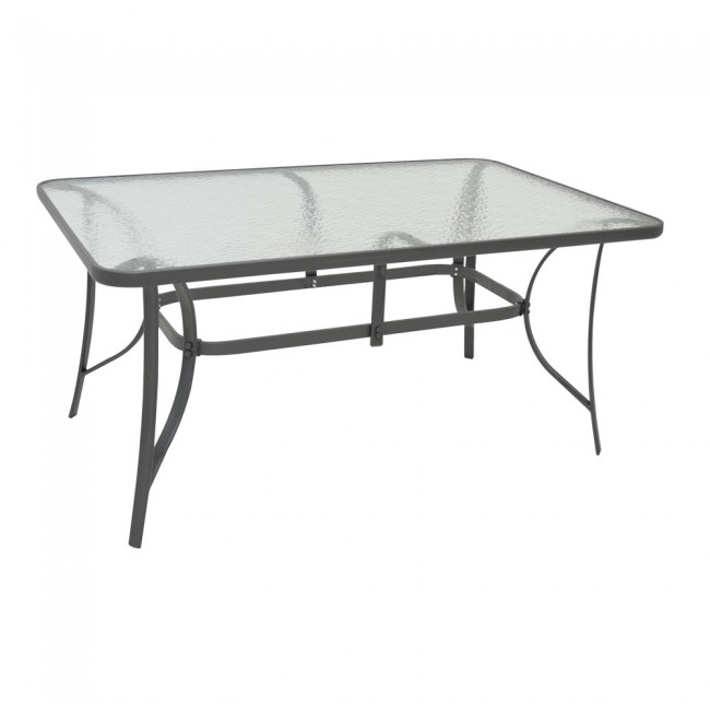 Τραπέζι από μέταλλο σε ανθρακί χρώμα με γυάλινη επιφάνεια 120x70x70