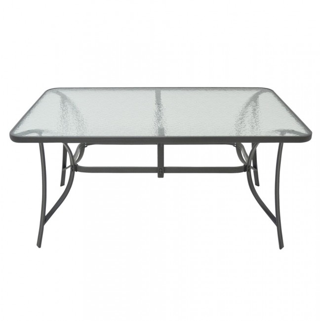 Τραπέζι από μέταλλο σε ανθρακί χρώμα με γυάλινη επιφάνεια 120x70x70