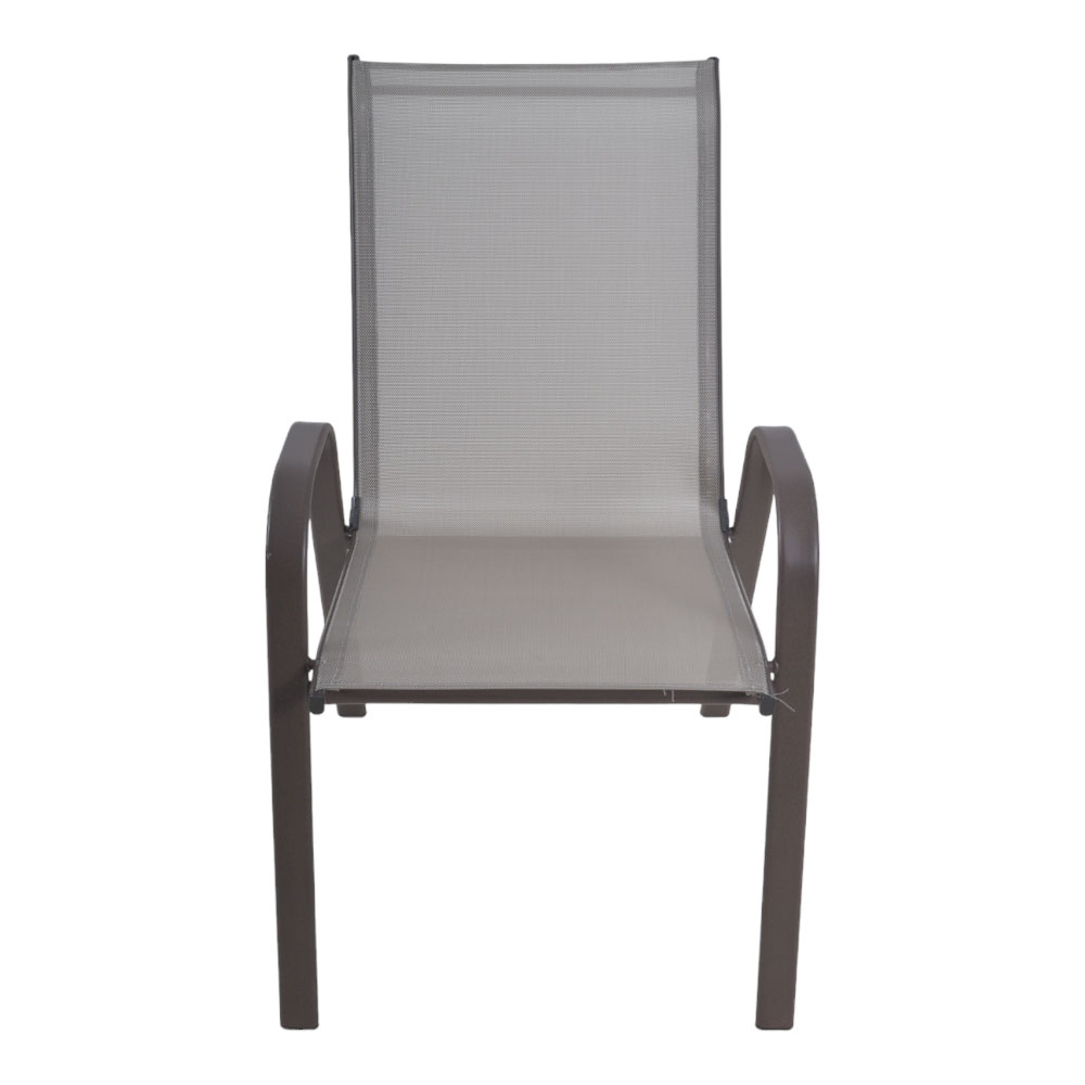 Πολυθρόνα κήπου από μέταλλο/textilene σε καφέ/μπεζ χρώμα 75x55x94