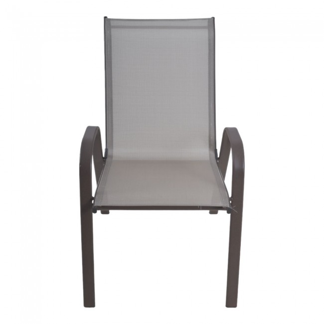 Πολυθρόνα κήπου από μέταλλο/textilene σε καφέ/μπεζ χρώμα 75x55x94