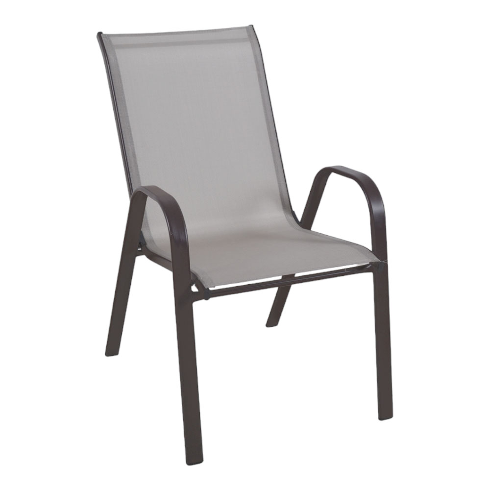 Πολυθρόνα κήπου από μέταλλο/textilene σε καφέ/μπεζ χρώμα 75x55x94