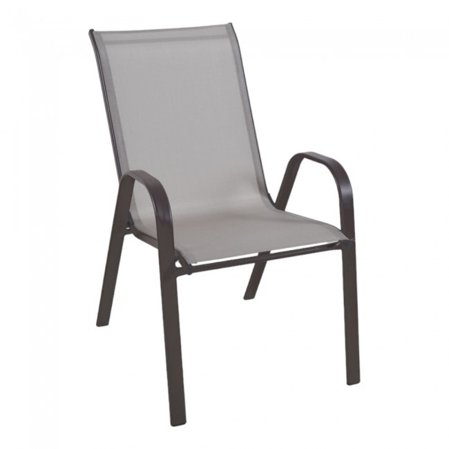 Πολυθρόνα κήπου από μέταλλο/textilene σε καφέ/μπεζ χρώμα 75x55x94